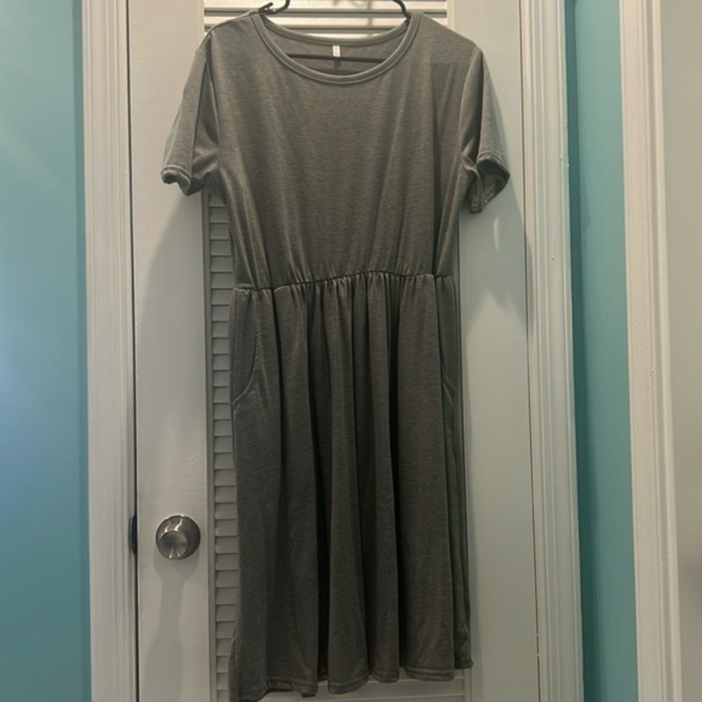 gray cotton short sleeve dress